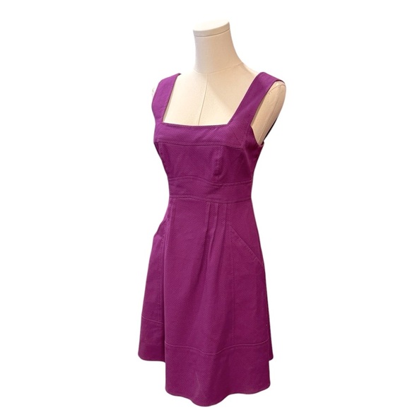Nanette Lepore Purple Textured Sleeveless Pinafore Dress Pockets Womens 2 - Picture 1 of 15